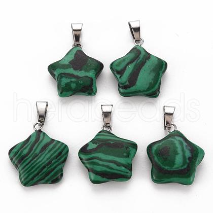 Star Dyed Synthetic Malachite Pendants X-G-Q367-02-1