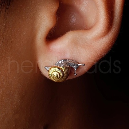 Alloy Two Tone Stud Earrings EJEW-D312-01ASG-1