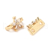 Brass Micro Pave Clear Cubic Zirconia Slide Charms KK-P239-15G-2