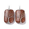 Natural & Synthetic Mixed Gemstone Copper Wire Wrapped Pendants G-H281-08P-2
