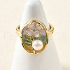 Mother's Day Jewellery Brass Enamel Cuff Rings RJEW-K291-03G-02-3