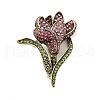 Tulip Alloy Rhinestone Brooches for Backpack Clothes JEWB-M069-02AG-02-2