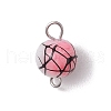 Drawbench & Baking Painted Glass Round Connector Charms PALLOY-JF03541-02-3