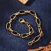 Ion Plating(IP) 304 Stainless Steel Bowknot & Oval Link Chain Bracelet for Women BJEW-G669-18G-3