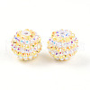 Stripe Pattern Resin AB Rhinestone Round Beads RESI-S313-18x20-12-1