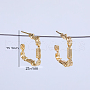Square Double Twisted Brass Stud Earrings UA7445-4