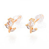 Flowr Brass Micro Pave Clear Cubic Zirconia Stud Earrings EJEW-T047-41G-1