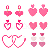 ANATTASOUL 6 Pairs 6 Style Plastic & Acrylic Heart Dangle Stud Earrings EJEW-AN0003-58-1