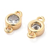 Brass Clear Cubic Zirconia Connector Charms KK-G516-12G-2