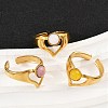 316 Stainless Steel with Natural Mixed Gemstone Cuff Rings RJEW-Z098-01G-13-2