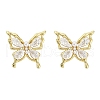 Butterfly Brass Micro Pave Cubic Zirconia Stud Earrings EJEW-M082-17G-02-2