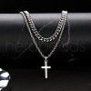 Stainless Steel Cross Pendant Double Layer Necklaces PW-WG88E37-02-1