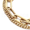 Vacuum Plating 201 Stainless Steel Paper & Curb Chains Double Layered Multi-strand Bracelet for Women BJEW-A126-19G-2
