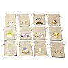 12Pcs 12 Styles Easter Egg Chick Rabbit Printed Rectangle Burlap Cloth Packing Pouches ABAG-U006-01-1