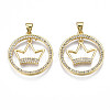 Brass Micro Pave Clear Cubic Zirconia Pendants KK-Q769-001-NF-2