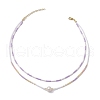 Mother's Day Jewellery Glass Beaded Double Layer Necklaces NJEW-MZ00070-03-4