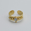 204 Stainless Steel with Synthetic Turquoise Cuff Rings FS-WG1A4E8-04-1