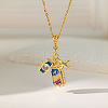 Airplane & Camera & Trunk 304 Stainless Steel Micro Pave Clear Cubic Zirconia Pendant Necklaces FS-WG81D22-01-1