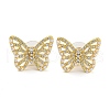 Brass Micro Pave Clear Cubic Zirconia Stud Earrings EJEW-B065-04G-1