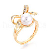 Bowknot Brass Micro Pave Clear Cubic Zirconia Adjustable Ring Settings KK-T076-27G-4