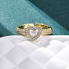 Brass Micro Pave Cubic Zirconia Shell Cuff Rings KK-D363-24B-G-5