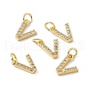 Real 18K Gold Plated Brass Micro Pave Clear Cubic Zirconia Charms KK-E068-VB452-V-4