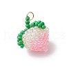 Handmade Glass Seed Beaded Peach Pendants PALLOY-MZ00688-3