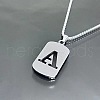 Rectangle with Laser Cut Letter 201 Stainless Steel Initial Pendant Necklaces WGA5E8C-01-1