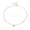 Brass Butterfly Pendant Natural Pearl Necklaces NJEW-L119-05G-2