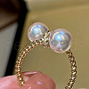 Brass Micro Pave Clear Cubic Zirconia Cuff Rings for Women FS-WG3C0F1-01-4