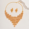 Elegant Alloy Hollow Oval Tassel Necklace & Earrings Set for Wedding Engagement MR8417-5
