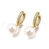 Round Brass Micro Pave Clear Cubic Zirconia Hoop Earrings EJEW-F369-02G-4