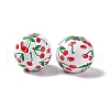 Fruit Printed Wood European Beads WOOD-G013-01C-3