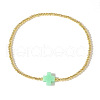 Cross Natural Gemstone & Brass Bead Stretch Bracelets for Women QE9707-7-1