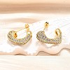 Brass Micro Pave Clear Cubic Zirconia Stud Earrings for Women EJEW-U056-01A-G-2