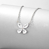 Elegant 925 Sterling Silver Pave Clear Cubic Zirconia Butterfly Pendant Necklaces for Women's Vacation TG1092-2