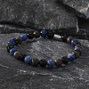 Natural Blue Veined Stone Black Agate Cylinder Men's Bracelets MW6661-2