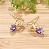 Rhombus & Flat Round Brass Micro Pave Cubic Zirconia Stud Earrings for Women EJEW-G428-20G-03-3