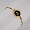 Flat Round with Letter Pattern 304 Stainless Steel Link Bracelets FS-WG4692B-42-1