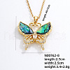 Fashionable Brass Pave Natural Paua Shell & Clear Cubic Zirconia Pendant Necklaces for Daily Parties QO9830-5-1