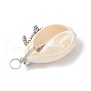 Natural Cowrie Shell & Alloy Sea Animals Pendants PALLOY-JF03751-07-4