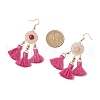 304 Stainless Steel Polycotton Tassel Chandelier Earrings EJEW-JE06452-02-4