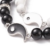 2Pcs 2 Style Natural Black Agate(Dyed) & Howlite Beaded Stretch Bracelets Set BJEW-TA00163-5