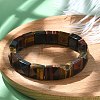 Sqaure Natural Tiger Eye Beads Stretch Bracelets for Women Men BJEW-C097-06U-2
