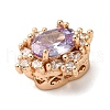 Brass Micro Pave Cubic Zirconia Beads KK-D378-17G-2