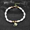 304 Stainless Steel Elephant Charm Bracelets for Women BJEW-C098-13G-2