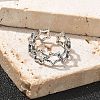 Sterling Silver Open Cuff Rings for Women RJEW-R008-01AS-07-2
