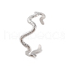 Non-Tarnish 304 Stainless Steel Textured Wavy Open Cuff Bangles for Women BJEW-C065-01P-1