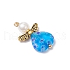 Handmade Millefiori Lampwork Beads and ABS Plastic Imitation Pearl Round Beads and Tibetan Style Alloy Fairy Wing Beads and 304 Stainless Steel Ball Head Pins Pendants PALLOY-JF03740-01-4