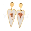 Heart with Flower Pattern Stainless Steel Dangle Stud Earrings EJEW-D303-02G-3